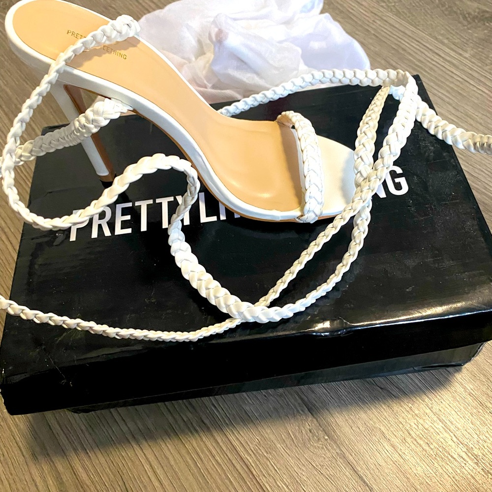 White braided lace up heel !